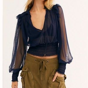 Free People Twyla Top in Navy- Size XS